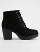 SODA Lug Sole Lace Up Black Womens Booties image number 2