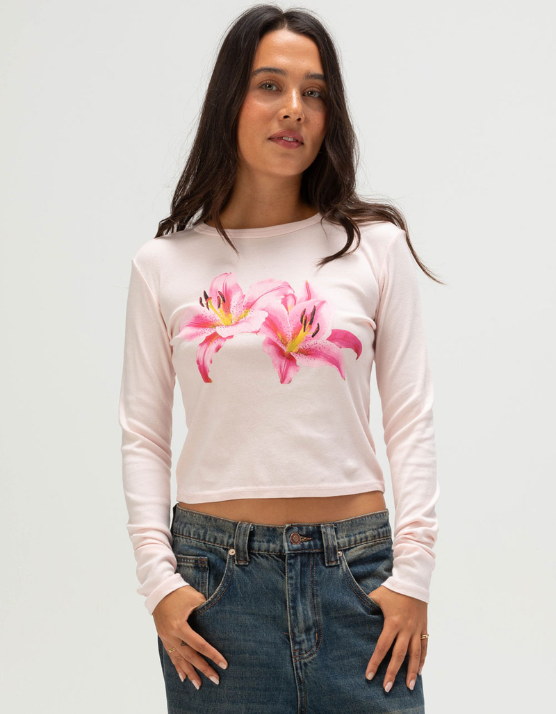 FULL TILT Lily Womens Long Sleeve Baby Tee image number 0