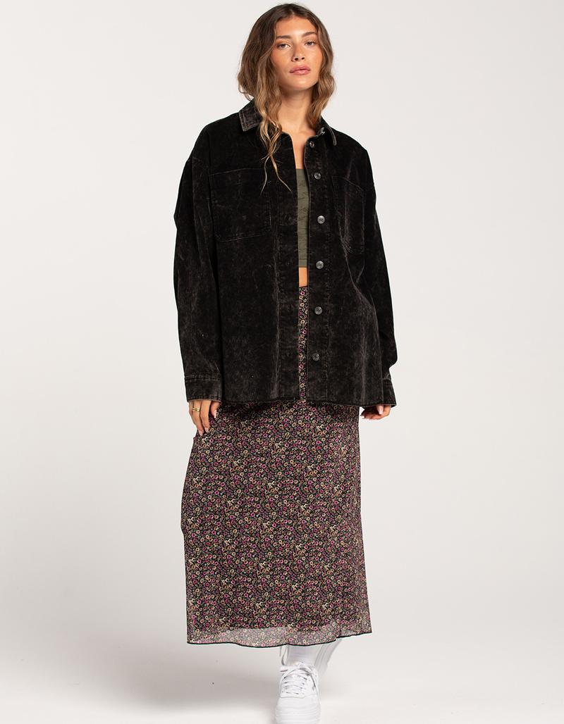 RSQ Womens Washed Raw Edge Corduroy Shacket image number 5