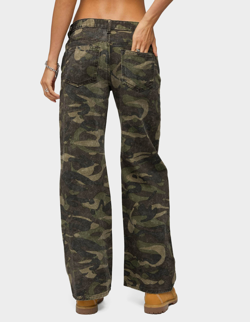 EDIKTED Soya Camo Low Rise Baggy Jeans image number 2