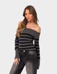 EDIKTED Melody Fold Over Striped Sweater image number 4