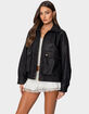 EDIKTED Cargo Faux Leather Bomber Jacket image number 3