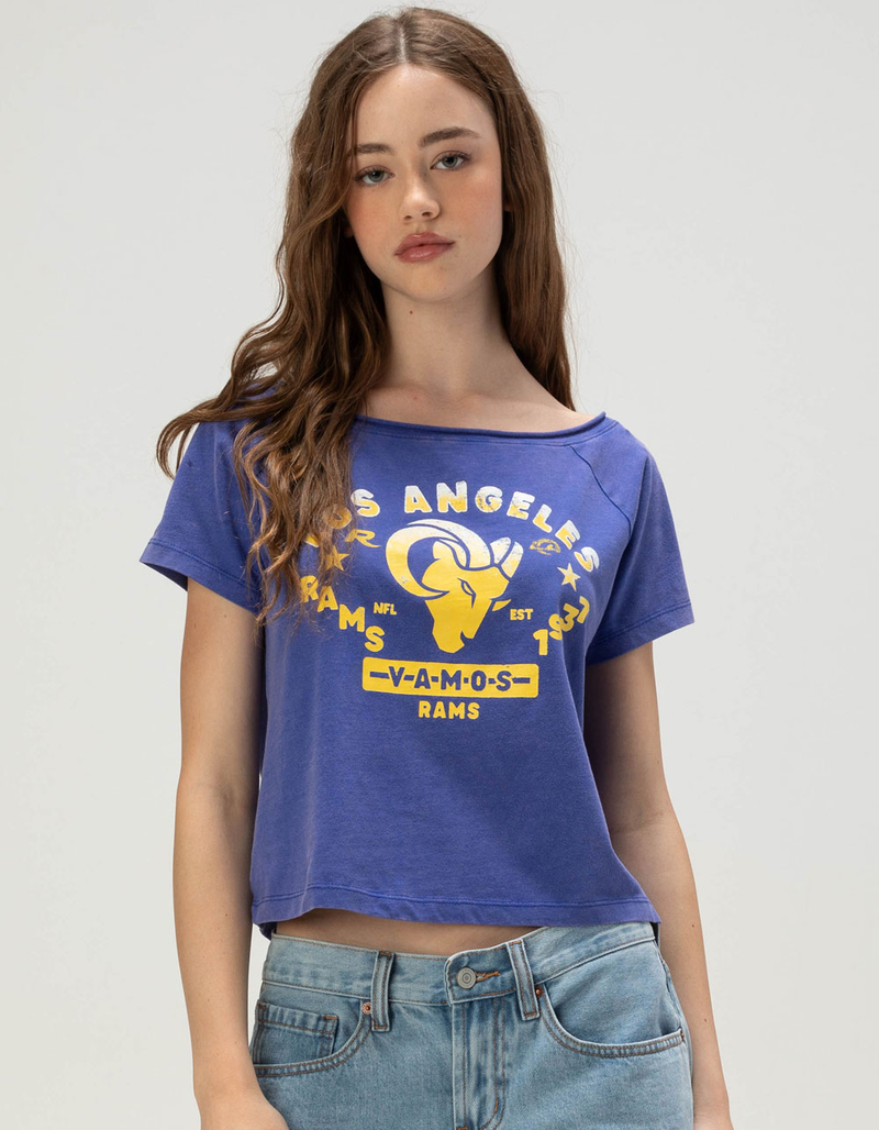 THE WILD COLLECTIVE Los Angeles Rams Womens Off The Shoulder Tee image number 0