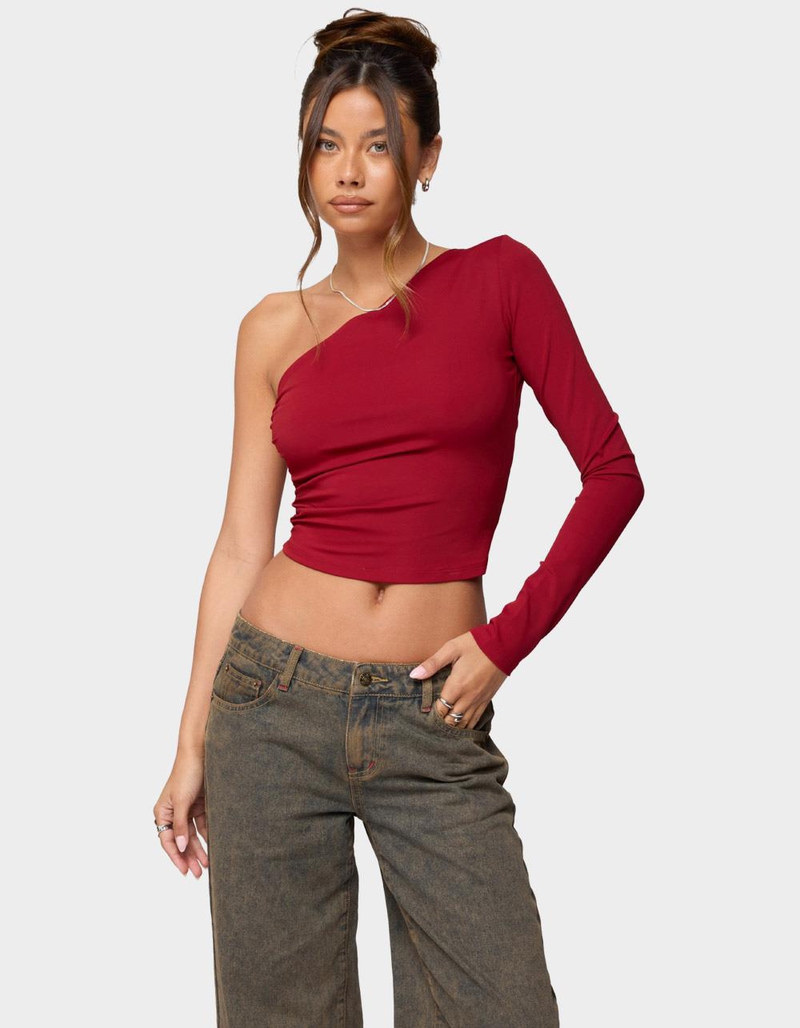 EDIKTED Mila Asymmetric Backless One Shoulder Top image number 0