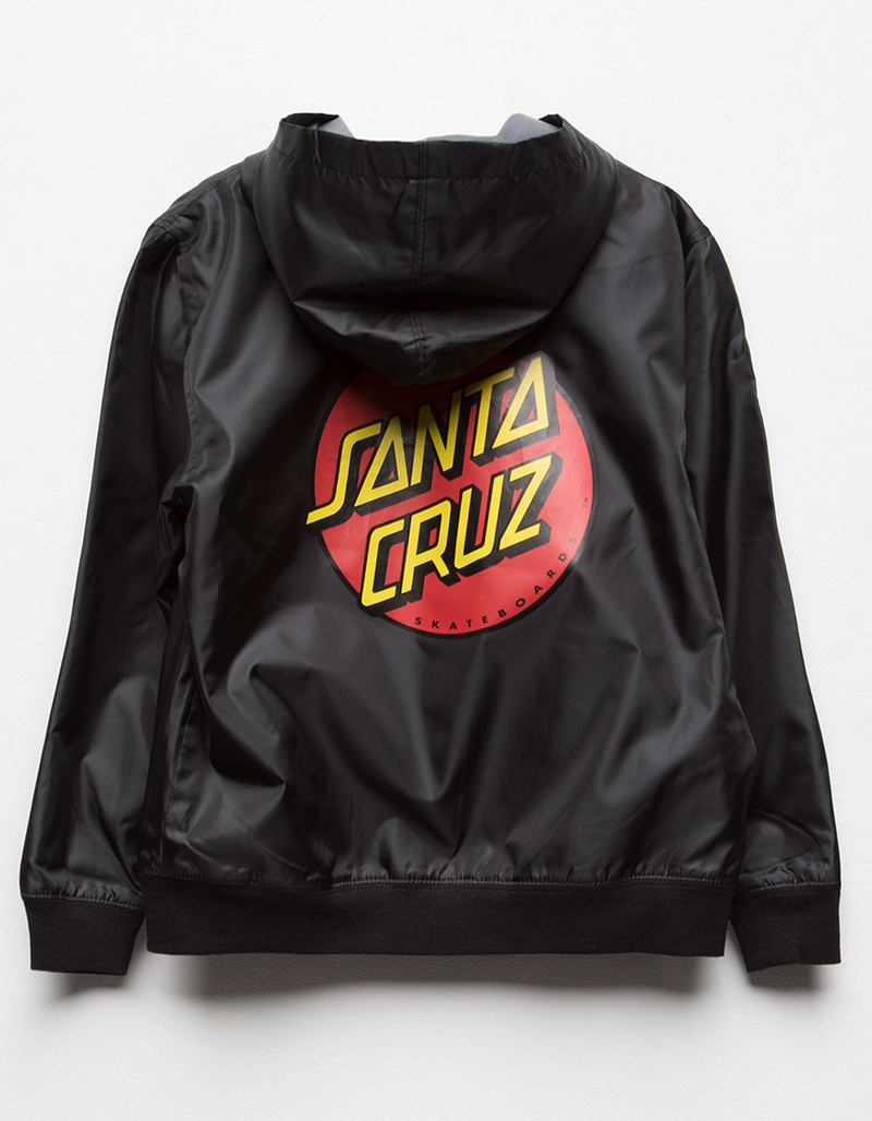 SANTA CRUZ Classic Dot Black & Red Girls Hooded Windbreaker Jacket image number 0