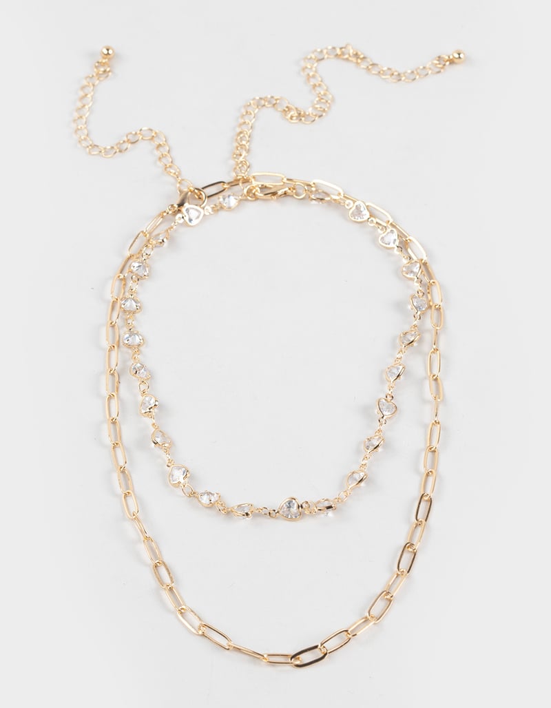 FULL TILT Layered Chain With Heart Stone Necklace image number 0