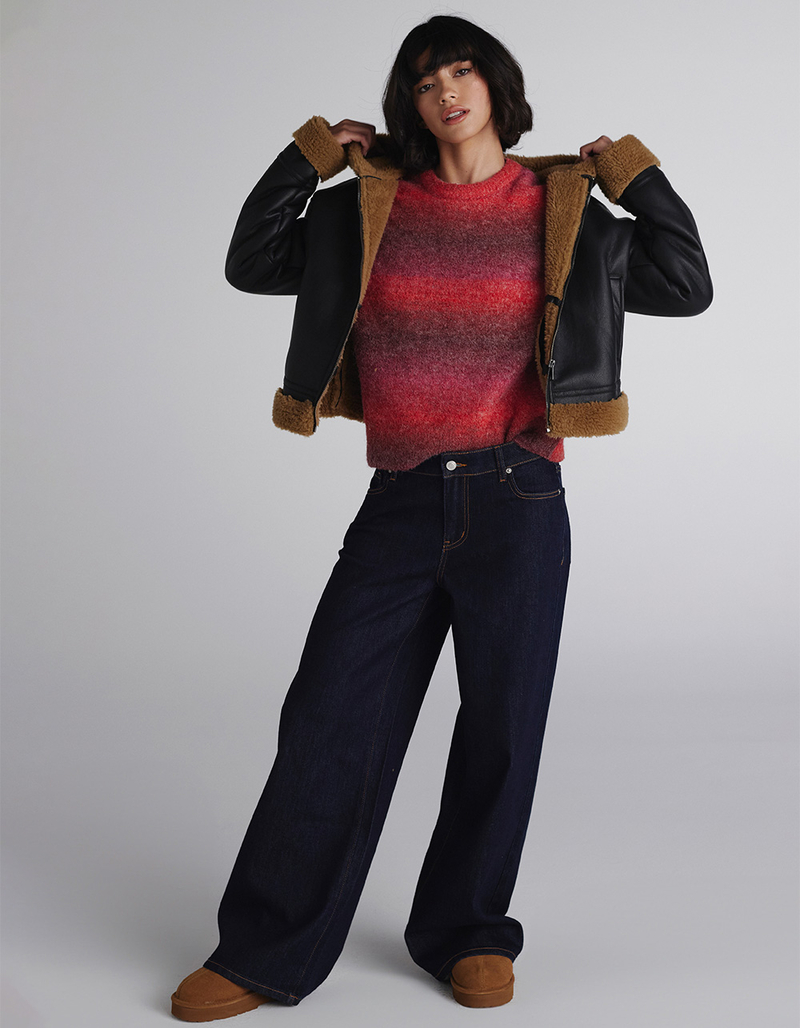 RSQ Womens Mid Rise Wide Leg Jeans - RINSE