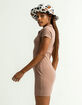 FULL TILT Johnny Collar Brown Bodycon Dress image number 2