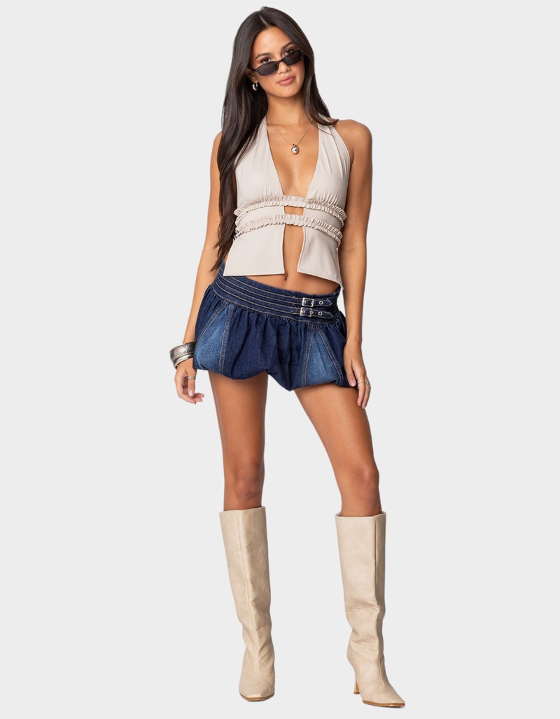 EDIKTED Luma Split Front Backless Halter Top image number 1