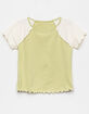 WHITE FAWN Seam Raglan Girls Green & Cream Tee image number 1