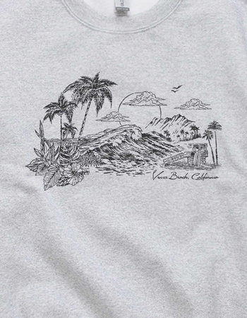 VENICE BEACH Sunset Distressed Unisex Crewneck Sweatshirt Alternative Image