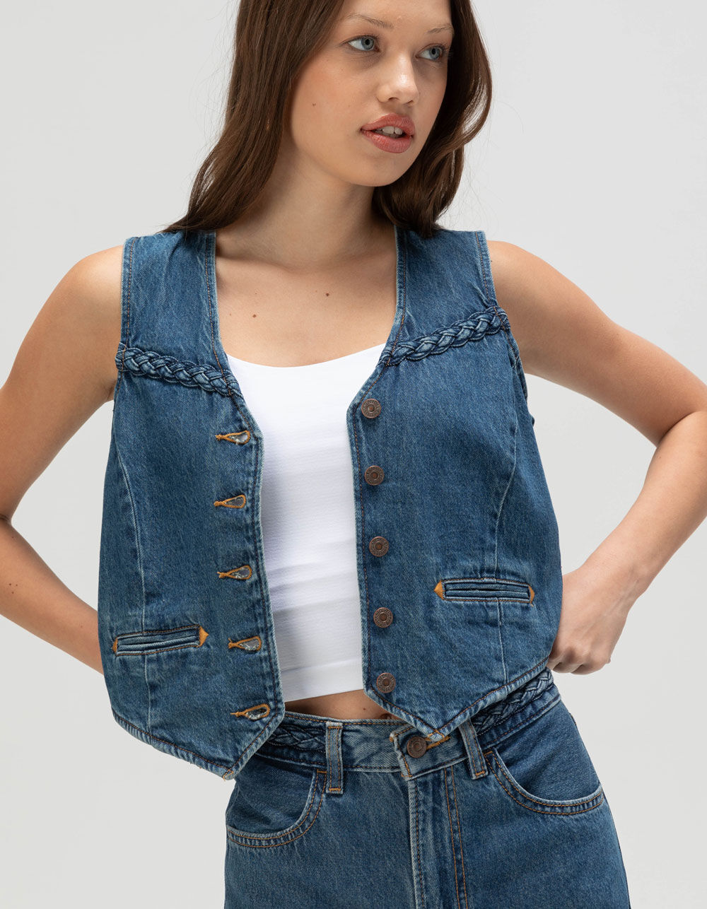 LEVI'S Premium Braided Womens Vest - Big Yikes - MEDIUM INDIGO