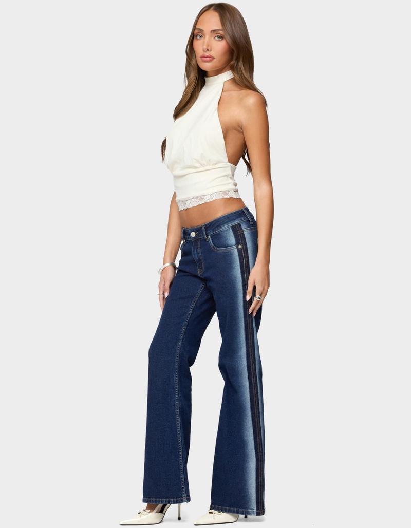 EDIKTED Airbrushed Low Rise Flared Jeans image number 3