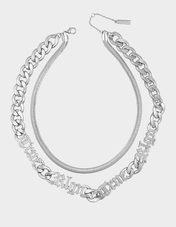 TRUE RELIGION Layered Chain Necklace With Logo Script Primary Image