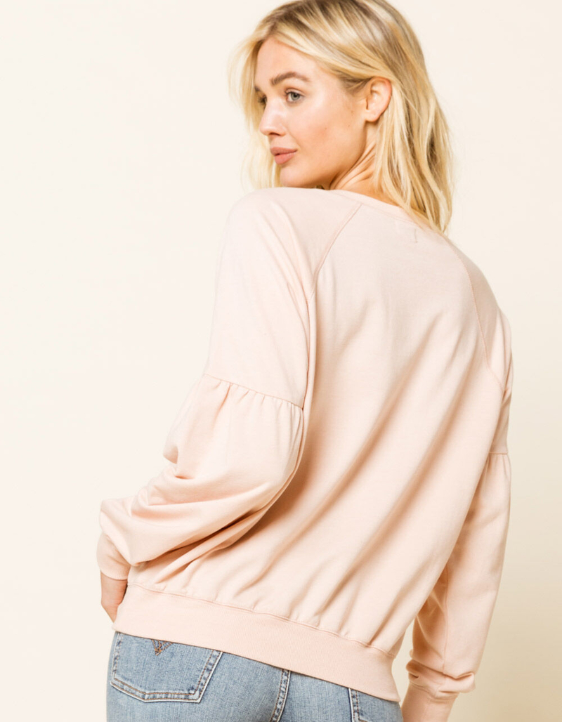 WEST OF MELROSE Turn Up The Volume Balloon Sleeve Blush Womens Sweatshirt image number 2