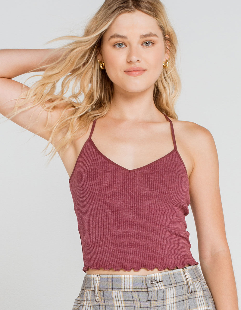 BOZZOLO Lettuce Trim Womens Burgundy Cami image number 0