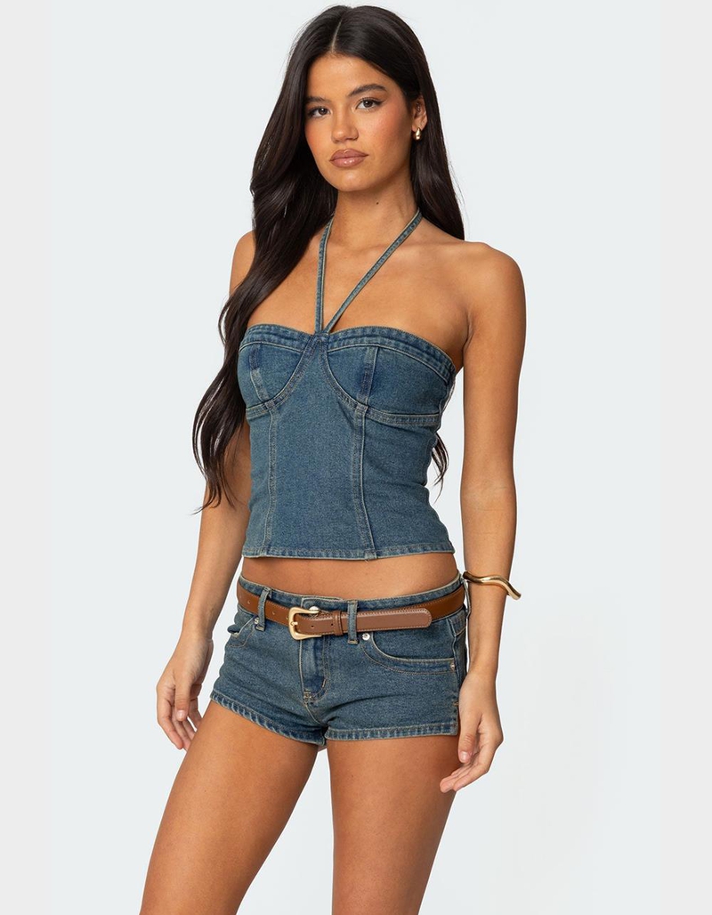 EDIKTED Jagger Denim Halter Top image number 2