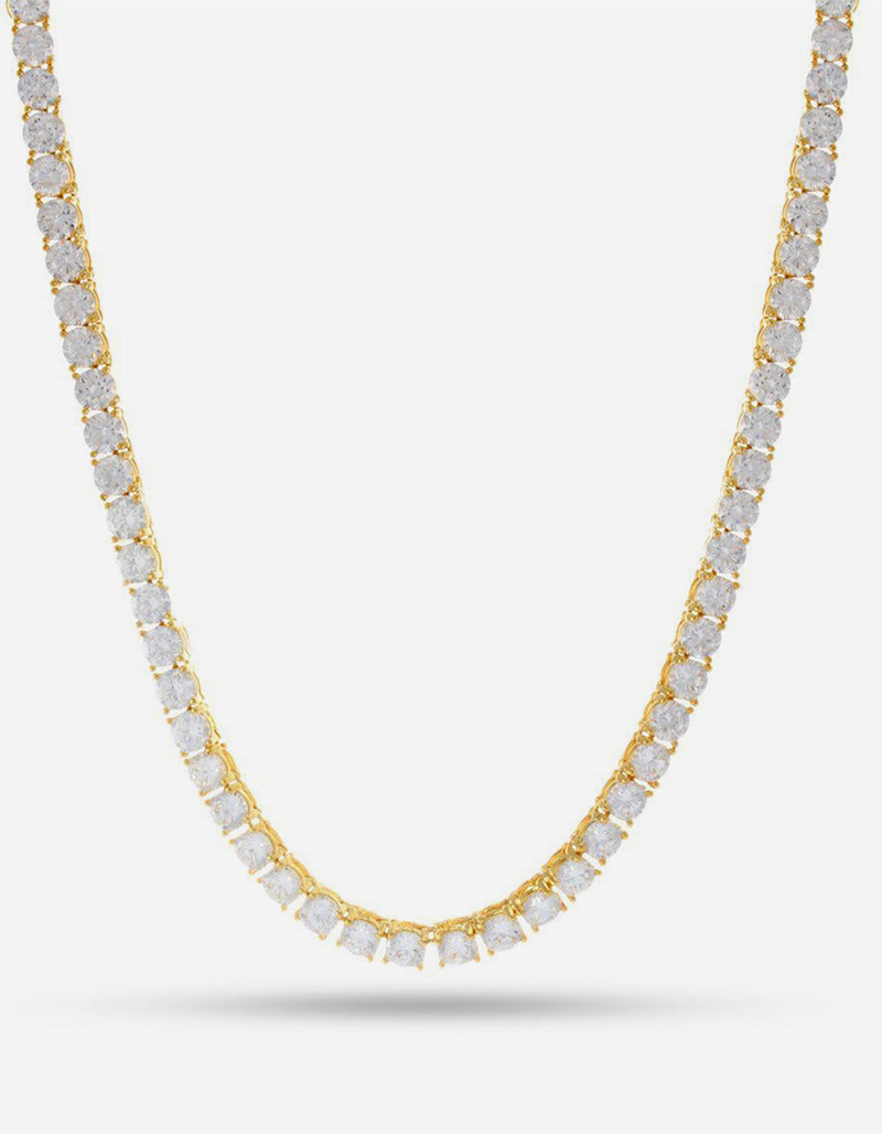 KING ICE 14k Gold Single Row CZ Tennis Necklace image number 0
