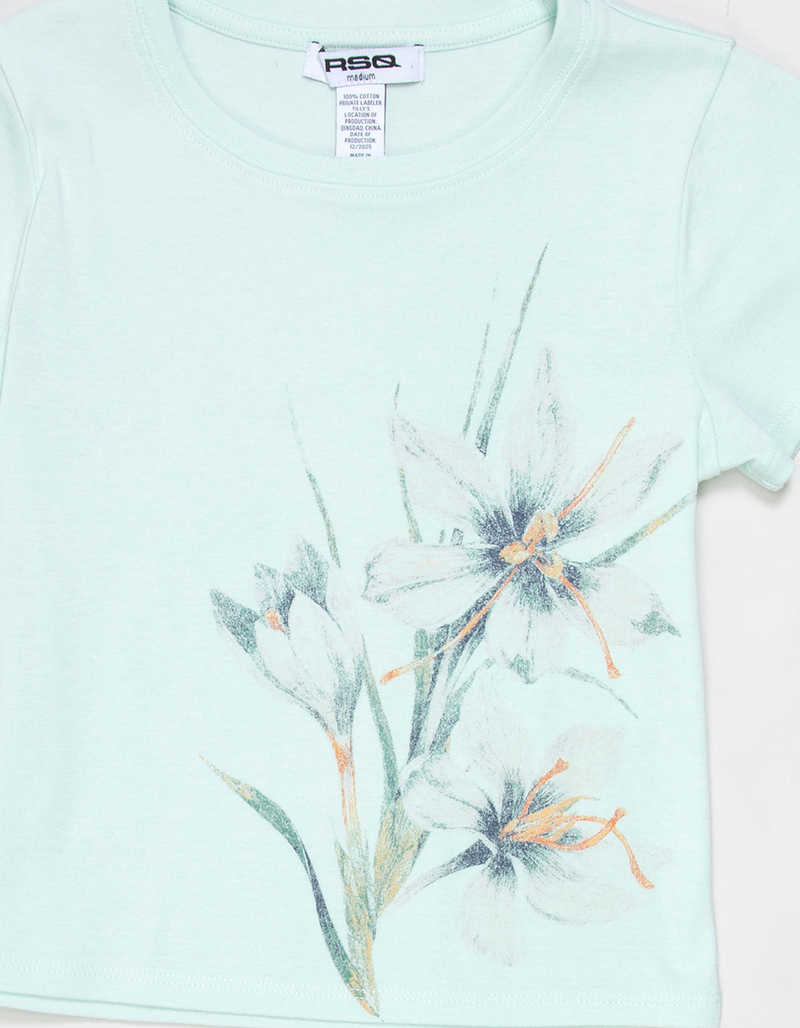 RSQ Girls Side Floral Baby Tee image number 1