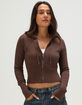 RSQ Womens Cable Knit Zip-Up Hooded Sweater image number 1