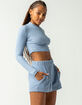 MISS POSH Fuzzy Mock Neck Womens Blue Lounge Top image number 2