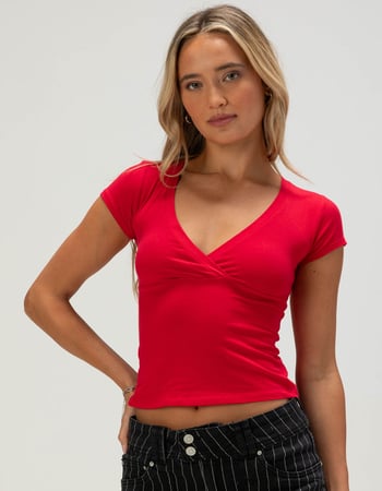 BOZZOLO Womens Surplice Tee Primary Image