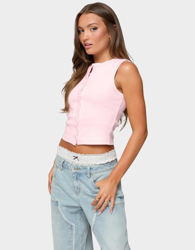 EDIKTED Basel Button Up Tank Top image number 1