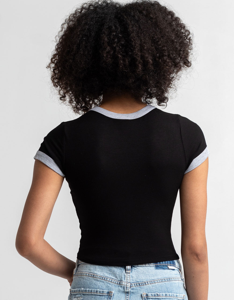 DESTINED Womens White Ringer Tee image number 2