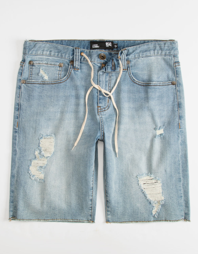 RSQ London Skinny Mens Ripped Denim Shorts image number 0