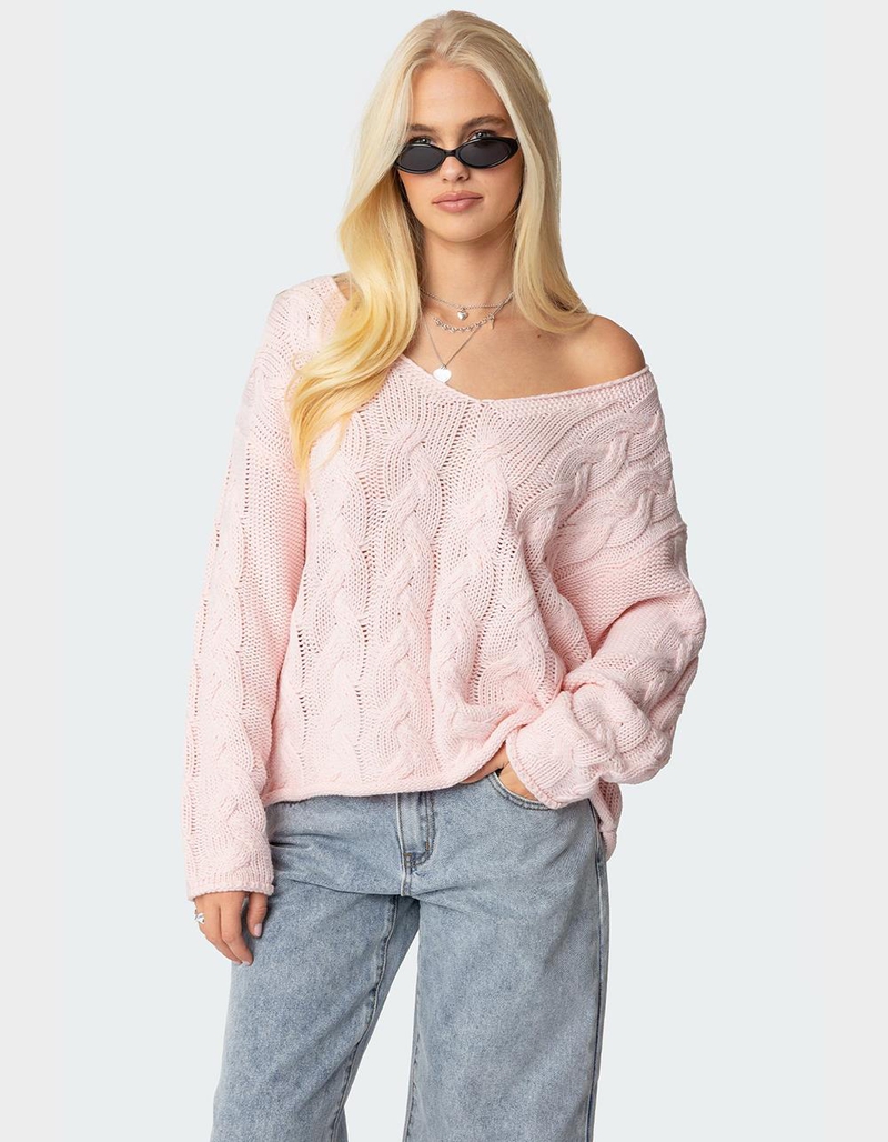 EDIKTED Inga Oversized Cable Knit Sweater image number 4