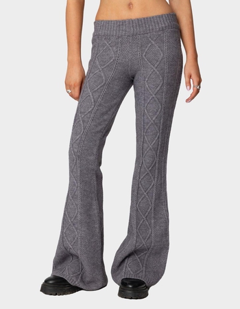 EDIKTED Ray Cable Knit Flared Pants Primary Image