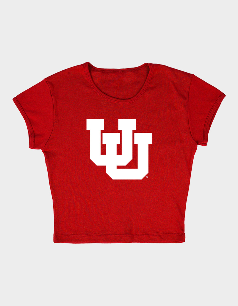 THE UNIVERSITY OF UTAH Distressed Primary Logo Womens Baby Rib Tee image number 3