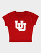 THE UNIVERSITY OF UTAH Distressed Primary Logo Womens Baby Rib Tee image number 4