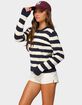 EDIKTED Mildred Striped Cable Knit Cardigan image number 2