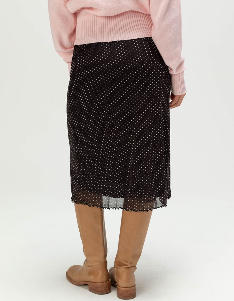 RSQ Womens Low Rise Polka Dot Mesh Midi Skirt image number 3