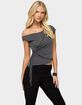 EDIKTED Asymmetric Off Shoulder Wrap Top image number 2