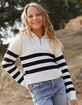 RSQ Girls Stripe Quarter Zip Sweater image number 1