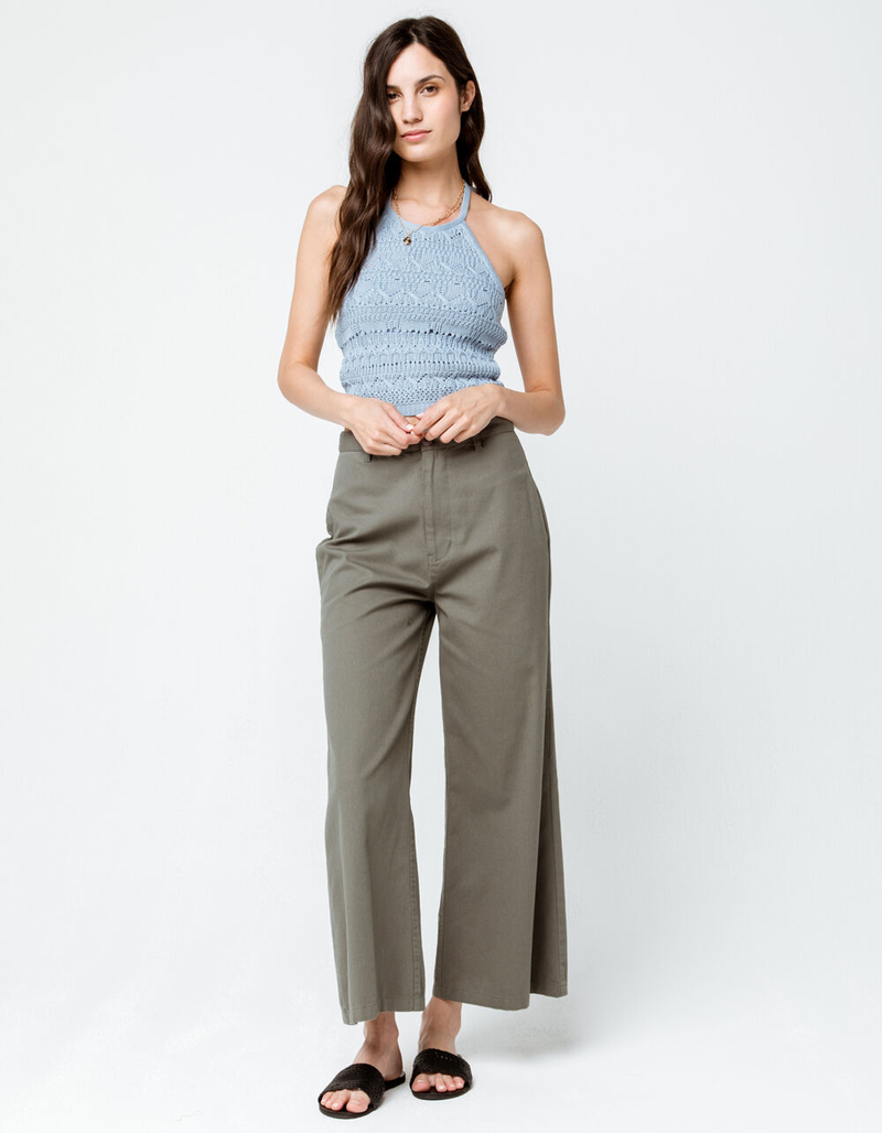 SKY AND SPARROW Sweater Knit Light Blue Womens Halter Top image number 3