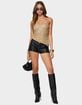 EDIKTED Kariss Lace Up Faux Leather Micro Shorts image number 5