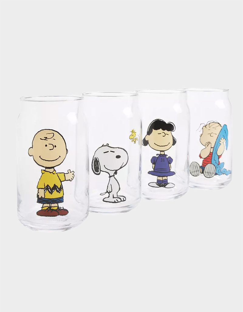 PEANUTS Charlie Brown & Friends 4 Pack 16 oz Glass Cups image number 0