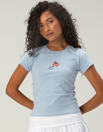 RSQ x Peanuts Womens Embroidered Baby Tee Primary Image