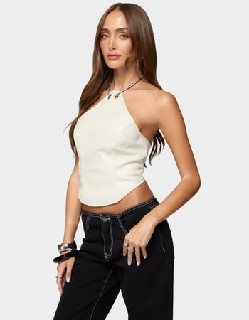 EDIKTED Kizzie Faux Leather Halter Top Alternative Image