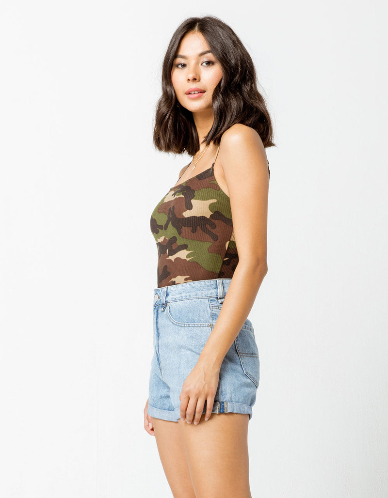 FULL TILT Ribbed Camo Bodysuit image number 1