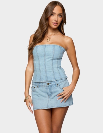 EDIKTED Camelia Strapless Denim Corset Primary Image