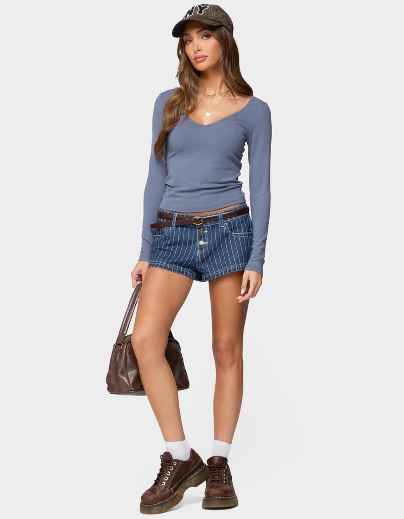 EDIKTED Moreen Ribbed Long Sleeve Tee image number 3