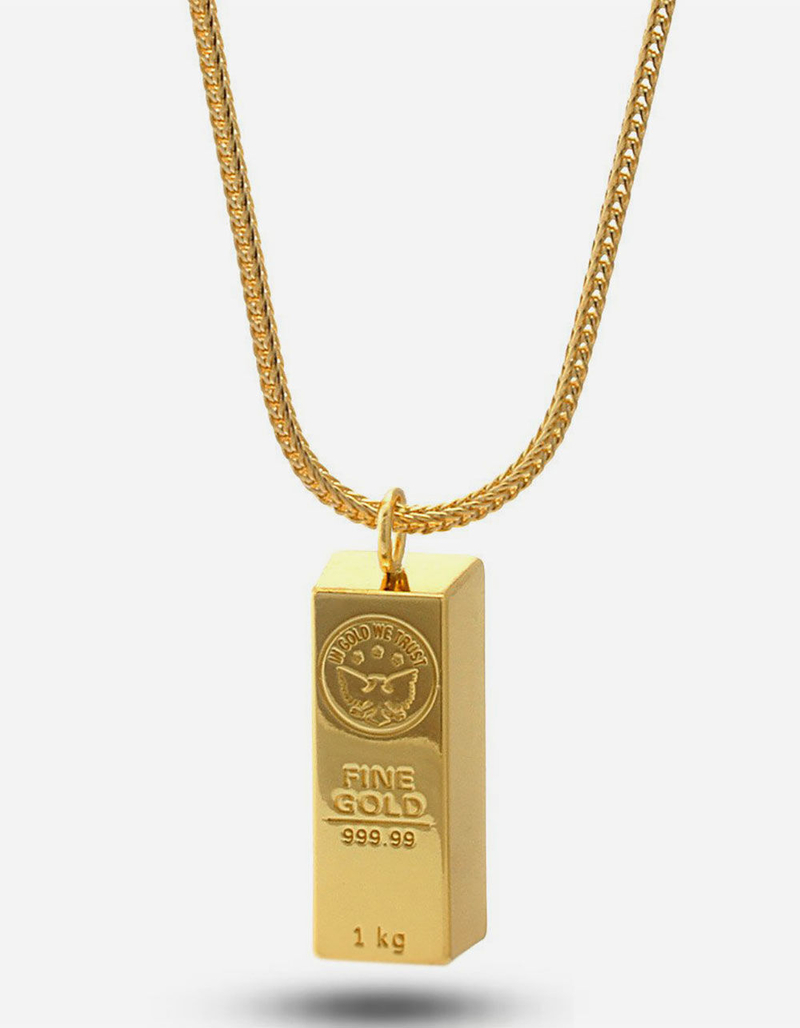 KING ICE 14K Gold Bar Brick Necklace image number 0