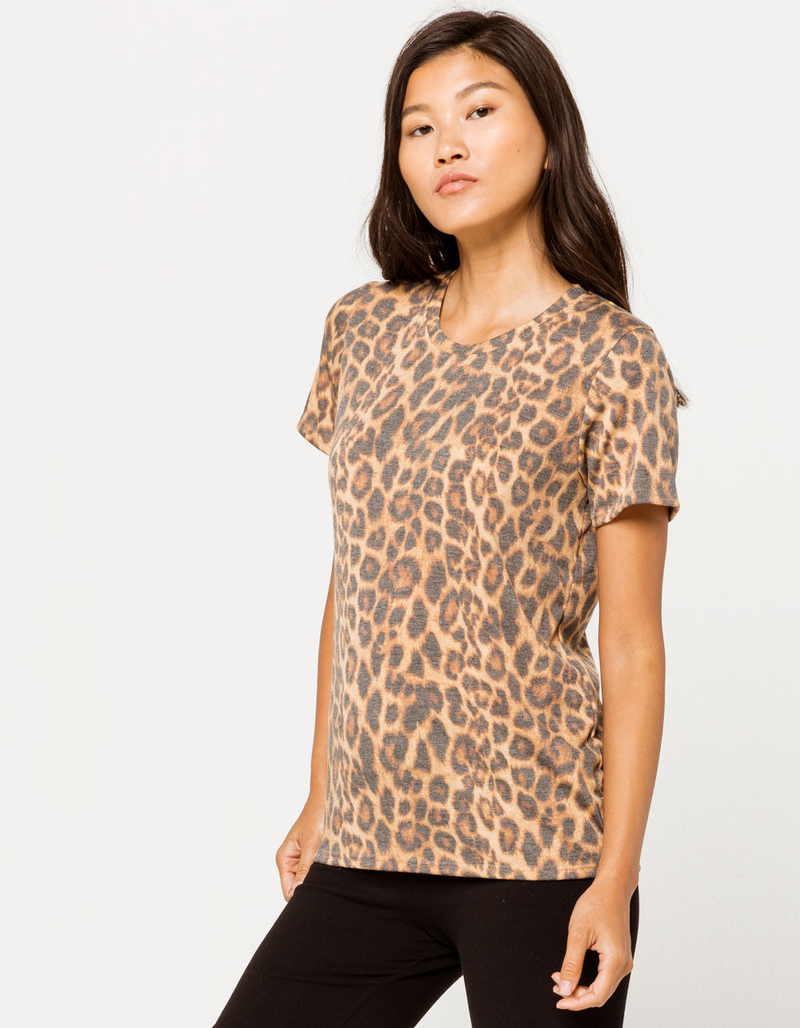 FULL TILT Leopard Womens Boyfriend Tee image number 0
