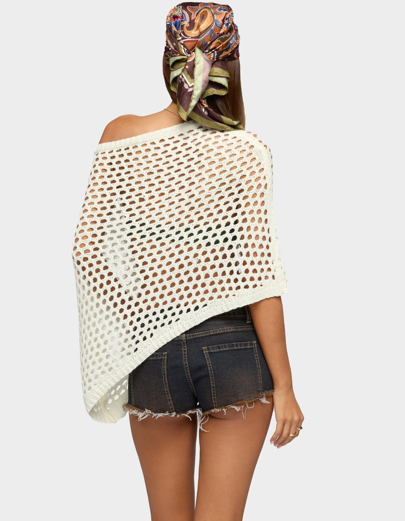 EDIKTED Cloe Off Shoulder Crochet Poncho image number 2