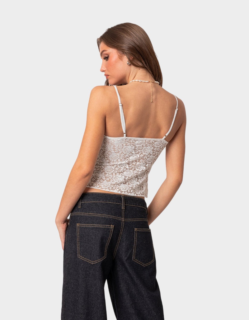 EDIKTED Ruby Sheer Lace Tank Top image number 3