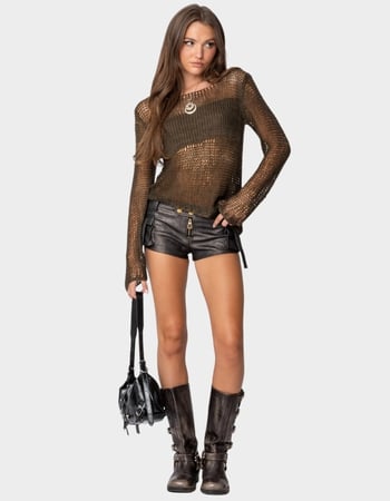 EDIKTED Asymmetric Open Knit Top Alternative Image
